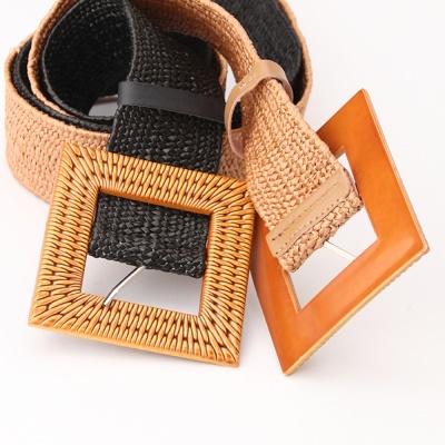 Ceinture tissée femme boucle en plastique par pack de 12