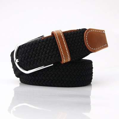 Ceinture femme tissée toile alliage boucle aiguille cuir