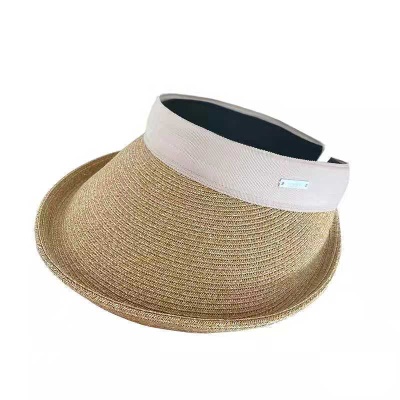 Chapeau de tennis pour femmes toit vide protection solaire grand avant-toit paille tricotée