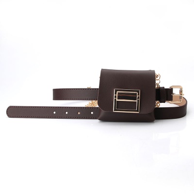 Ceinture femme chaîne dorée avec sac banane en cuir PU