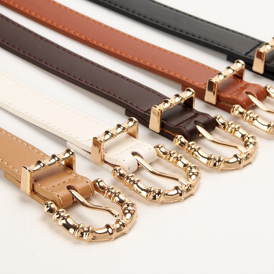 Ceinture femme en alliage boucle aiguille conception concave-convexe cuir PU