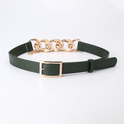 Ceinture femme chaîne chaîne en alliage aiguille boucle cuir PU