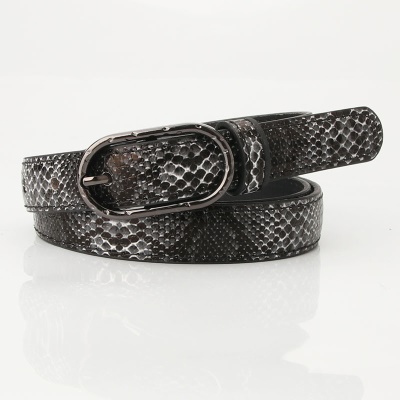 Ceinture femme serpent imprimé pu en cuir fin avec boucle Japonaise