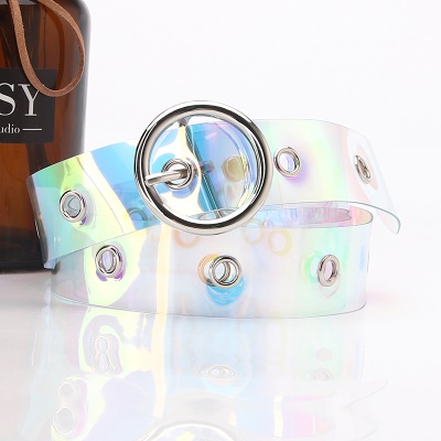 Ceinture femme en plastique couleur éblouissante transparent oeillet avec boucle ronde