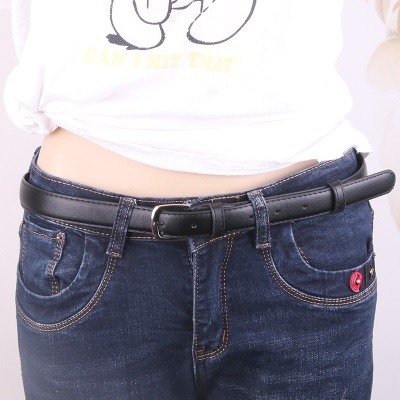 Ceinture femme avec boucle carrée noire en cuir PU