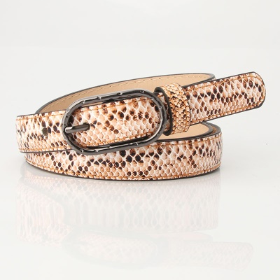 Ceinture femme serpent imprimé pu en cuir fin avec boucle Japonaise