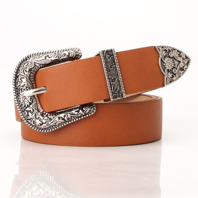 Ceinture femme boucle aiguille en alliage de cuir PU
