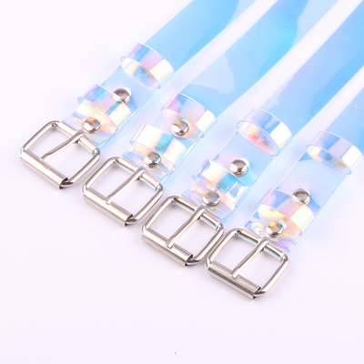 Ceinture femme couleur éblouissante en plastique transparent boucle aiguille