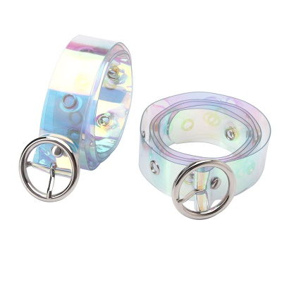Ceinture femme en plastique couleur éblouissante transparent oeillet avec boucle ronde
