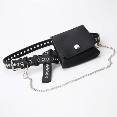 Ceinture femme petit sac banane en cuir PU noir