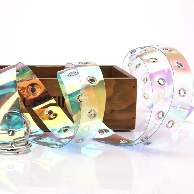Ceinture femme en plastique couleur éblouissante transparent oeillet avec boucle ronde