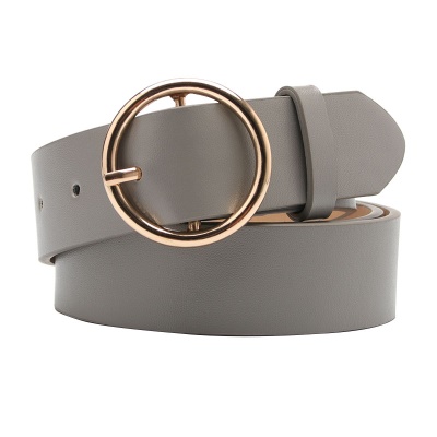 Ceinture pour femmes boucle ronde en alliage de cuir PU boucle aiguille