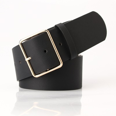 Ceinture en alliage pour femmes boucle aiguille carrée en cuir PU