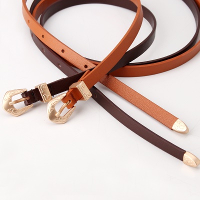 Ceinture pour femmes Ceinture fine en alliage boucle aiguille sculptée