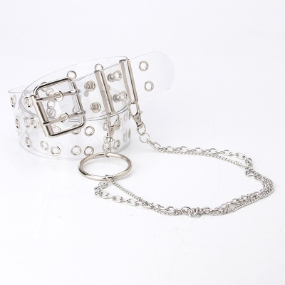 Ceinture pour femmes transparente double oeil d'échappement boucle aiguille carrée