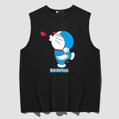 Gilet à épaules larges de dessin animé sans manches et col rond