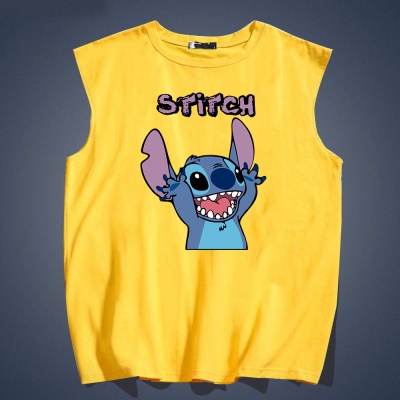 T-shirt sans manches avec gilet col rond et épaules larges