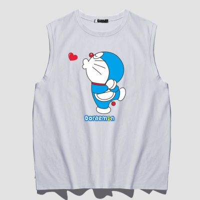 Gilet à épaules larges de dessin animé sans manches et col rond