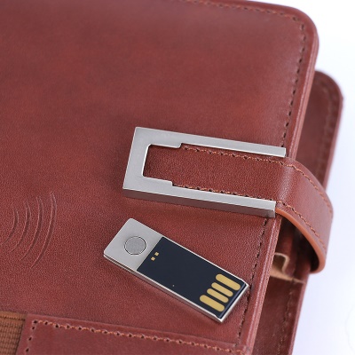 Porte carnet de notes multifonction avec charge avec et sans fil et clé USB de 16 Gb intégrée et affichage Led