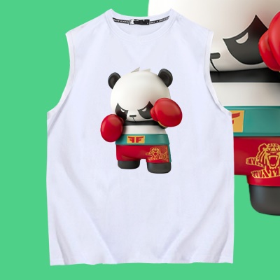 OCREA maillot de basket-ball boxe cartoon panda gilet en coton lâche