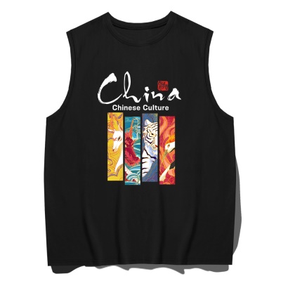 T-shirt sans manches en coton avec col rond ample