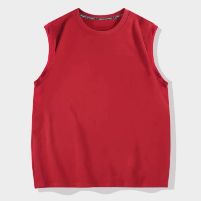 Gilet de sport à col rond et épaules en coton à fibres longues
