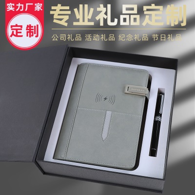 Porte carnet de notes multifonction avec charge avec et sans fil et clé USB de 16 Gb intégrée et affichage Led