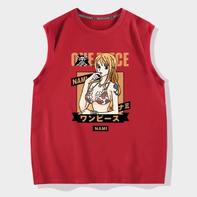 Maillot de basket-ball OCREA imprimé One Piece Nami avec gilet d'épaule en coton ample