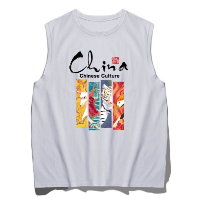 T-shirt sans manches en coton avec col rond ample