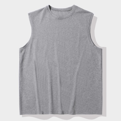 Gilet de sport à col rond et épaules en coton à fibres longues