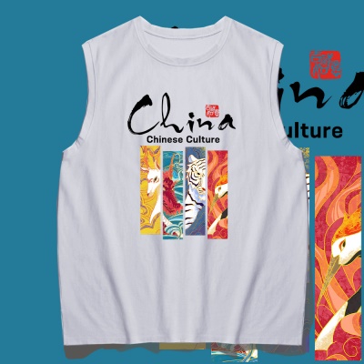 T-shirt sans manches en coton avec col rond ample