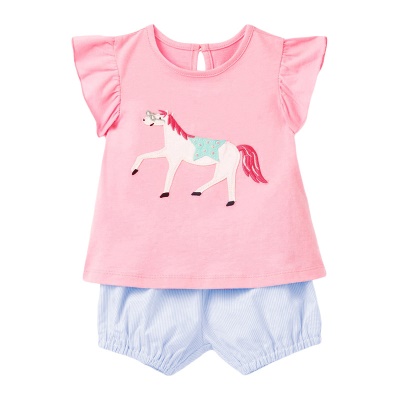 Ensemble deux pièces pour filles (T-shirt + short) tricot de coton