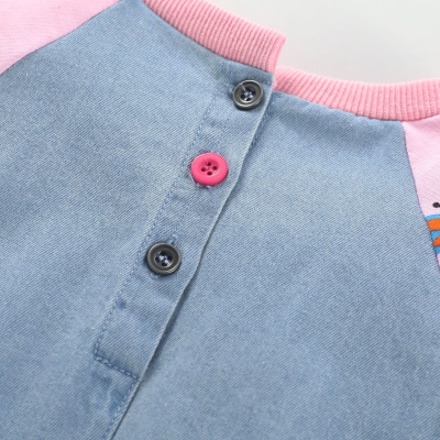Petite robe maven pour fille jupe en jean imprimé à manches longues