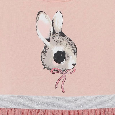 Petite robe maven coton lapin imprimé rose pour les filles
