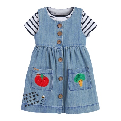 Robe sans manches pour enfant en coton avec motif brodé