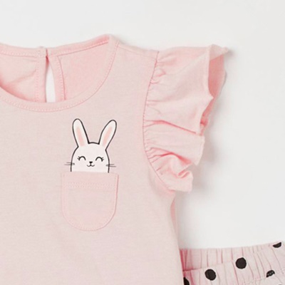 Ensemble deux pièces pour filles (T-shirt + short) tricot de coton