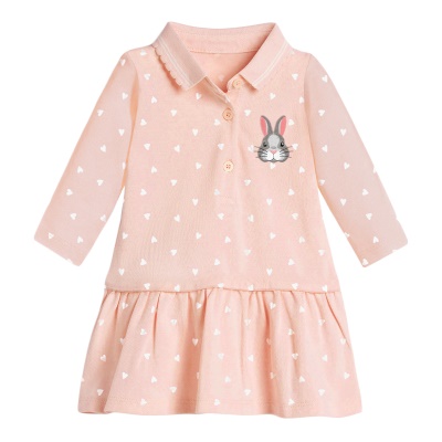 Petite robe maven pour les filles avec revers tricot lapin imprimé