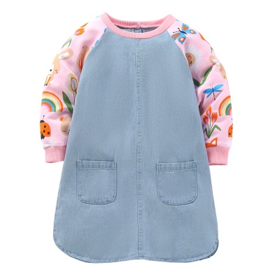 Petite robe maven pour fille jupe en jean imprimé à manches longues