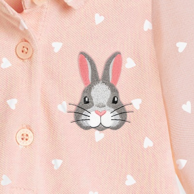 Petite robe maven pour les filles avec revers tricot lapin imprimé