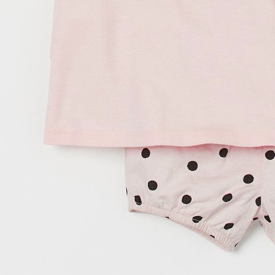 Ensemble deux pièces pour filles (T-shirt + short) tricot de coton