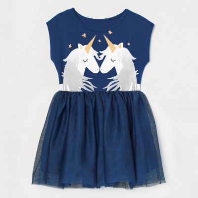 Robe à manches courtes pour fille en filet