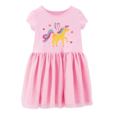 Robe de fille tricotée à rayures de couleur
