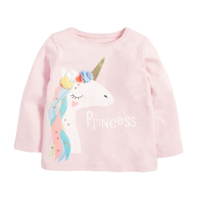 Little maven vêtement pour les filles tricot imprimé licorne rose