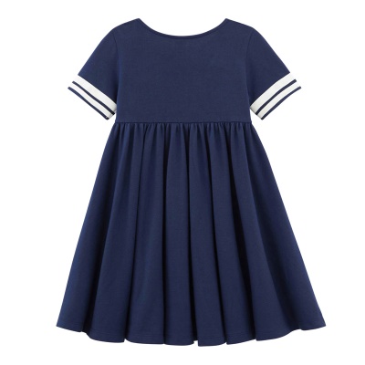 Petite robe maven pour fille en coton bleu rayé