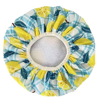 Bonnet de bain à carreaux citron
