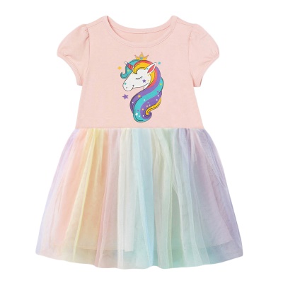 Robe à manches courtes pour fille en filet
