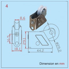 1 Roulette pour porte ou fenêtre coulissante  en acier inoxydable