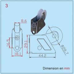 1 Roulette pour porte ou fenêtre coulissante  en acier inoxydable