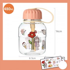 Bouteille en Plastique résistant de paille en silicone 480ml pour enfant