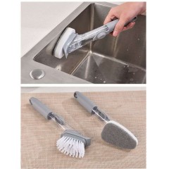 Brosse à vaisselle combinée d'un réservoir à savon liquide